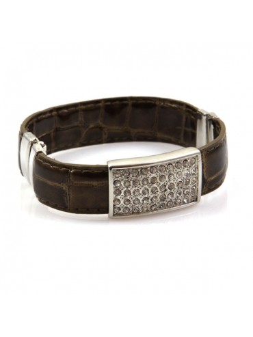 bracciale in ecopelle piastra con strass
