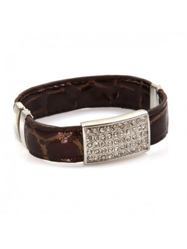 bracciale in ecopelle piastra con strass