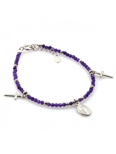 Bracciale in argento con medaglia miracolosa e croce