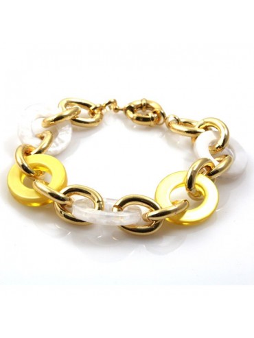 bracciale donna in bronzo dorato e resine colorate