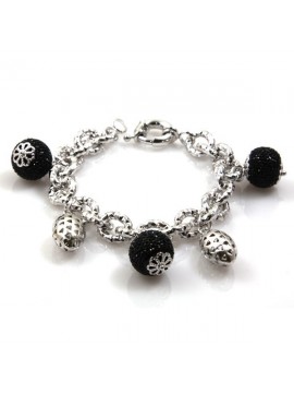 bracciale donna in bronzo argentato modello more di cristallo