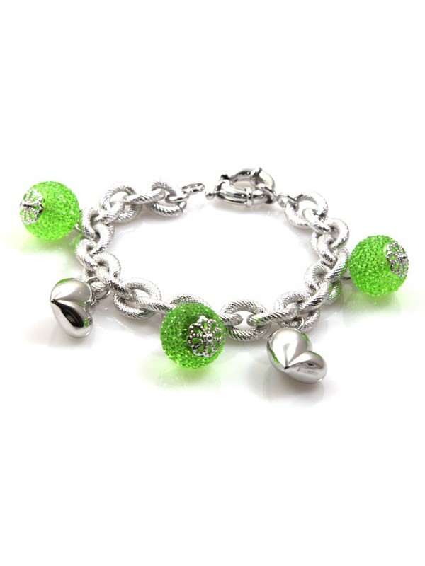 bracciale donna in bronzo argentato modello more di cristallo