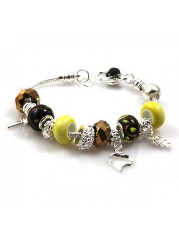bracciale donna con murrine e rotelline di cristallo e ceramica