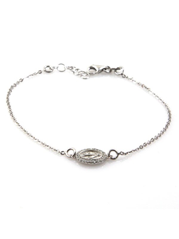 bracciale con medaglia miracolosa in argento 925 e strass
