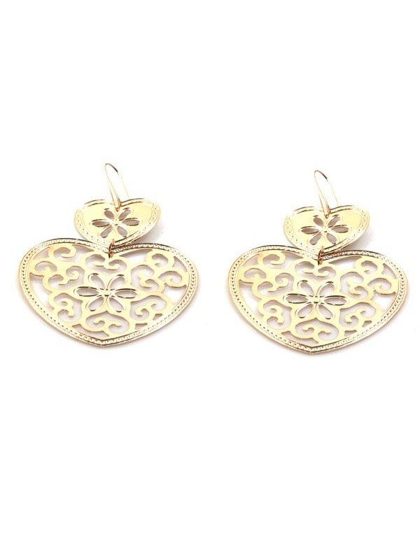 orecchini a forma di cuore in bronzo ramato