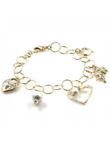 bracciale con ciondoli pendenti donna in bronzo dorato