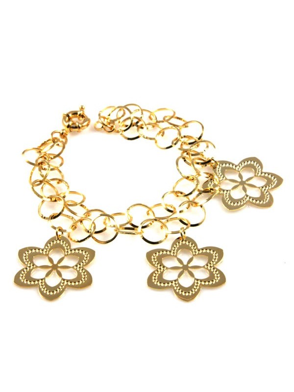 bracciale donna in bronzo dorato con ciondoli