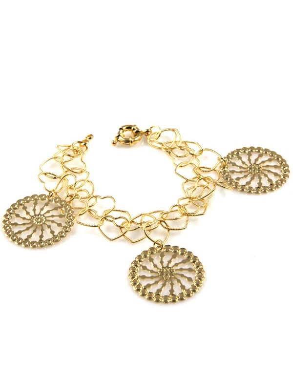 bracciale donna in bronzo dorato con ciondoli