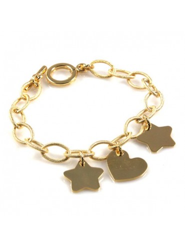 bracciale donna in bronzo dorato con ciondoli