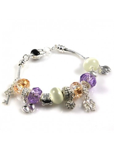 Bracciale donna con charms scorrevoli colorati