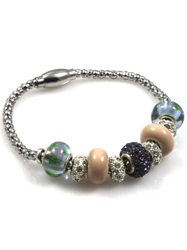 Bracciale donna con charms scorrevoli colorati
