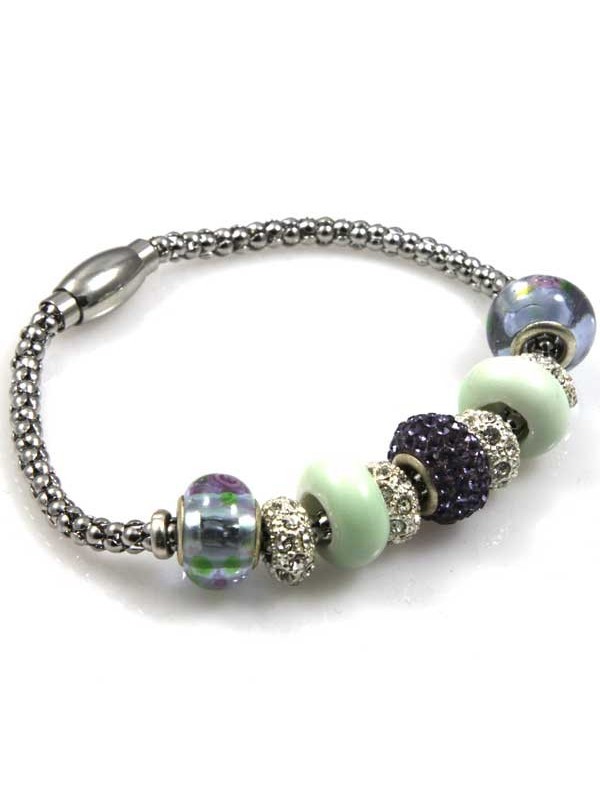 Bracciale donna con charms scorrevoli colorati