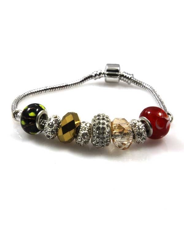 Bracciale donna con charms scorrevoli colorati