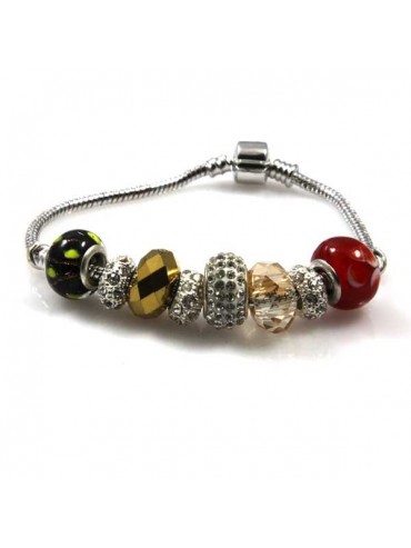 Bracciale donna con charms scorrevoli colorati