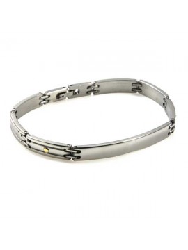 bracciale in acciaio e oro unisex con piastra per incisioni