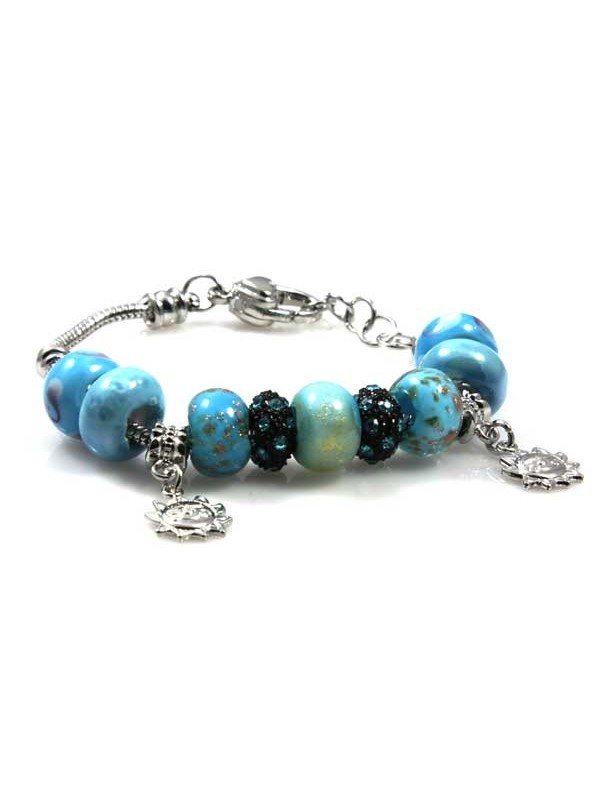 Bracciale donna con charms e beads scorrevoli colorati