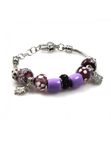 Bracciale donna con charms scorrevoli colorati