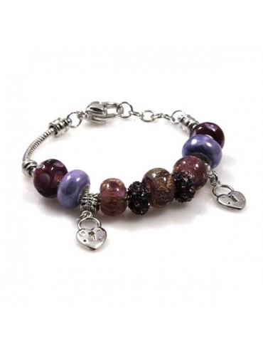 Bracciale donna con charms scorrevoli colorati