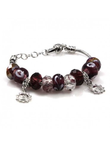 Bracciale donna con charms scorrevoli colorati