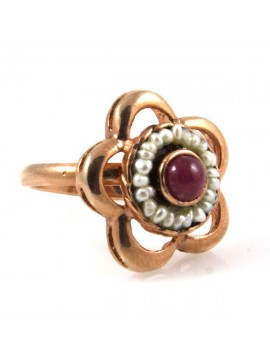 Anello donna in argento ramato a fiore