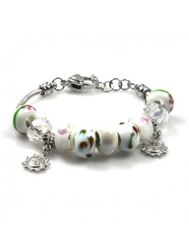 Bracciale donna con charms scorrevoli colorati