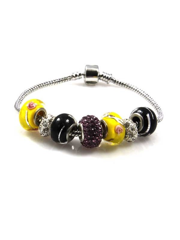 Bracciale donna con charms scorrevoli colorati