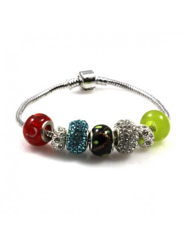 Bracciale donna con charms scorrevoli colorati
