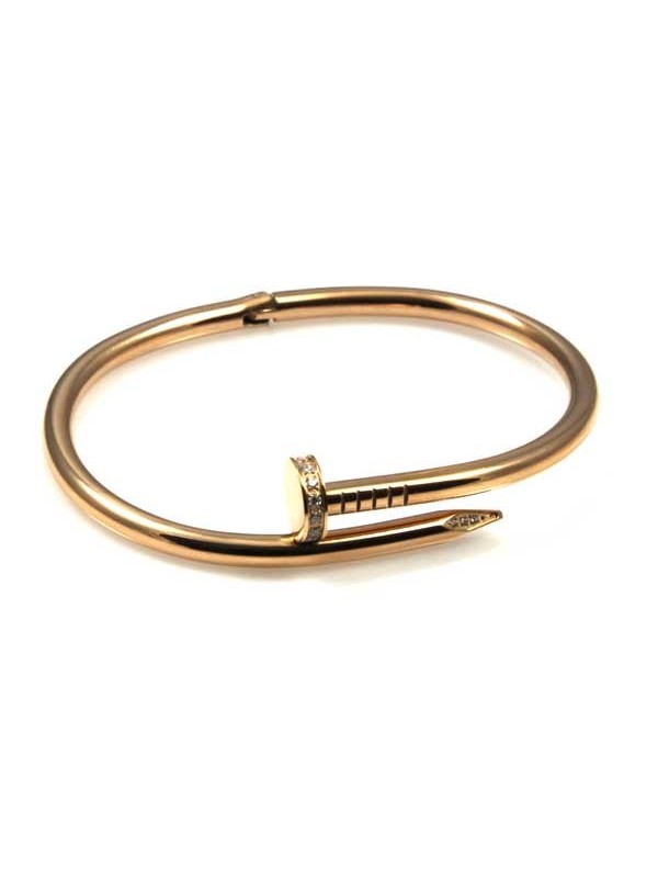 bracciale chiodo in bronzo ramato con strass