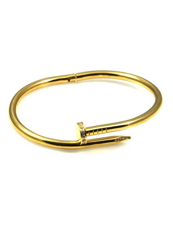 bracciale chiodo in bronzo dorato con strass