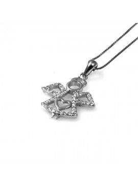collana con ciondolo pendente angioletto in argento e strass