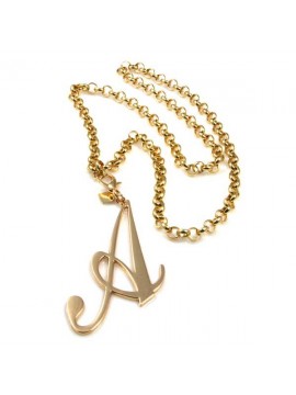 collana con ciondolo pendente lettera a o iniziale dorata