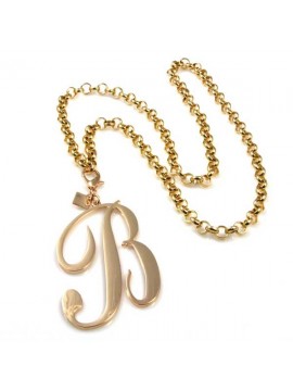 collana con ciondolo pendente lettera b o iniziale dorata