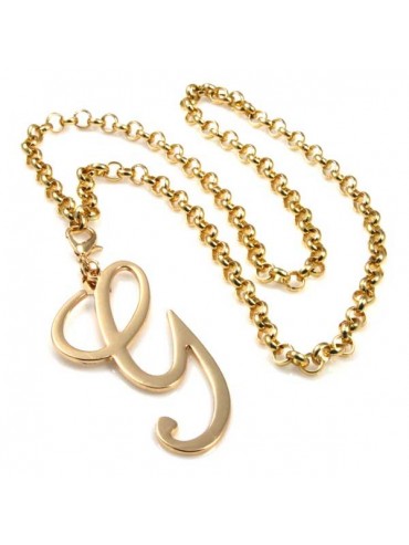 collana con ciondolo pendente lettera g o iniziale dorata