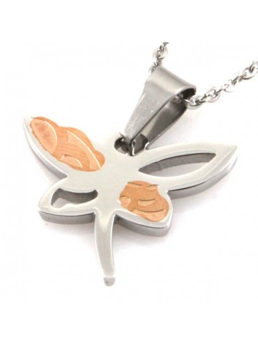 Collana con libellula in acciaio