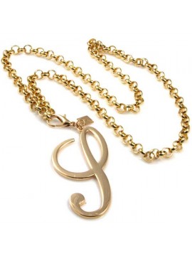 collana con ciondolo pendente lettera s o iniziale dorata
