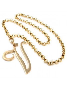collana con ciondolo pendente lettera a o iniziale dorata