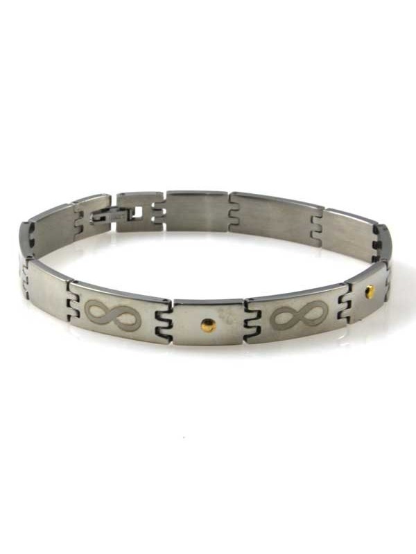 Bracciale con infinito in acciaio e oro