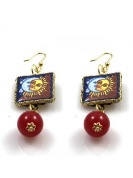 orecchini con scene siciliane in pietra lavica e argento 925