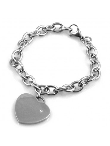 bracciale donna con cuore catena forzatina in acciaio