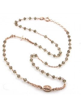 collana rosario in argento 925 cristalli effetto oro