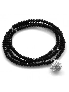 bracciale collana elastico con cristalli e ciondolo cuore di strass