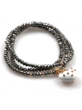 bracciale collana elastico con cristalli e ciondolo cuore