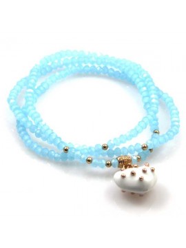 bracciale collana elastico con cristalli e ciondolo cuore