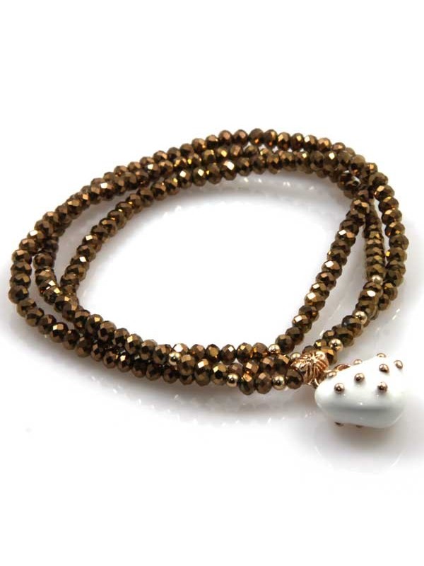 bracciale collana elastico con cristalli e ciondolo cuore