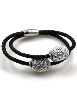 bracciale in pelle donna elementi con strass