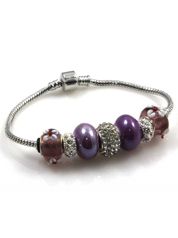 Bracciale donna con charms scorrevoli colorati