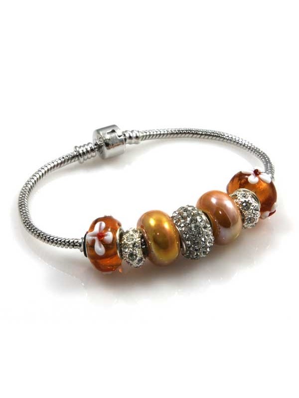 Bracciale donna con charms scorrevoli colorati