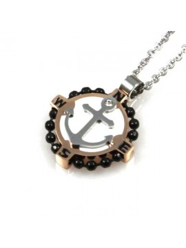 collana con ancora in acciaio e smalti ciondolo pendente