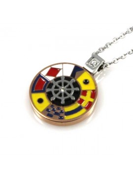 collana con timone in acciaio e smalti ciondolo pendente