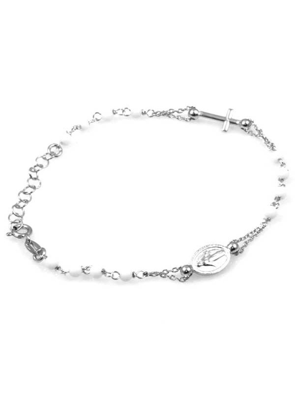bracciale in argento 925 con postine bianche